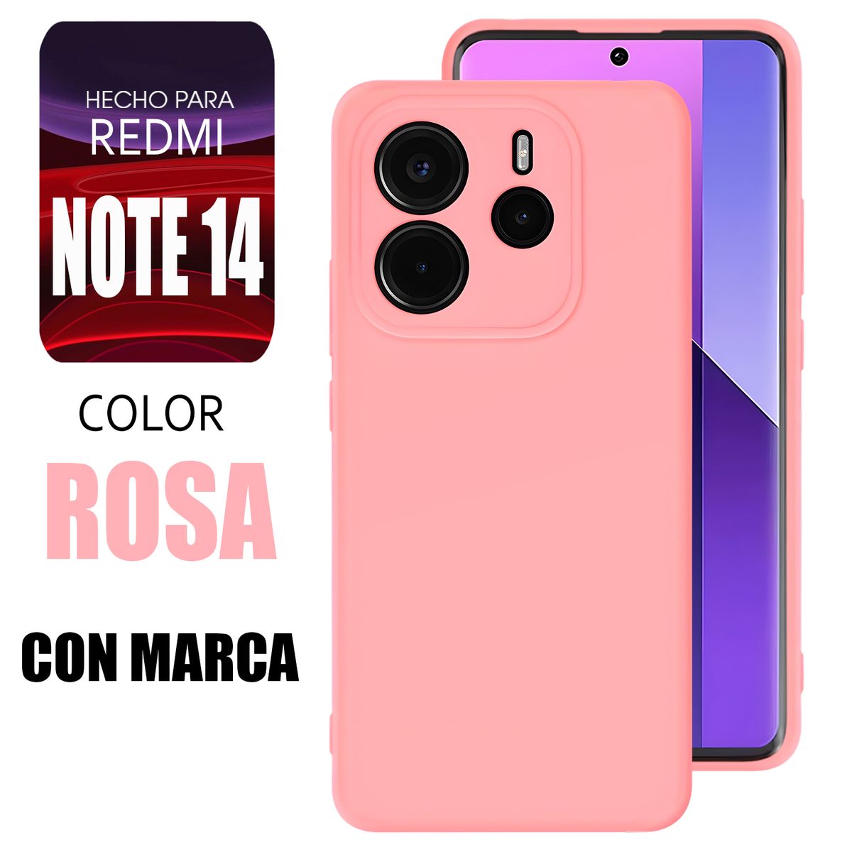 XIAOMI - Silicone Case Para Redmi Note 14 Rosa Con Marca