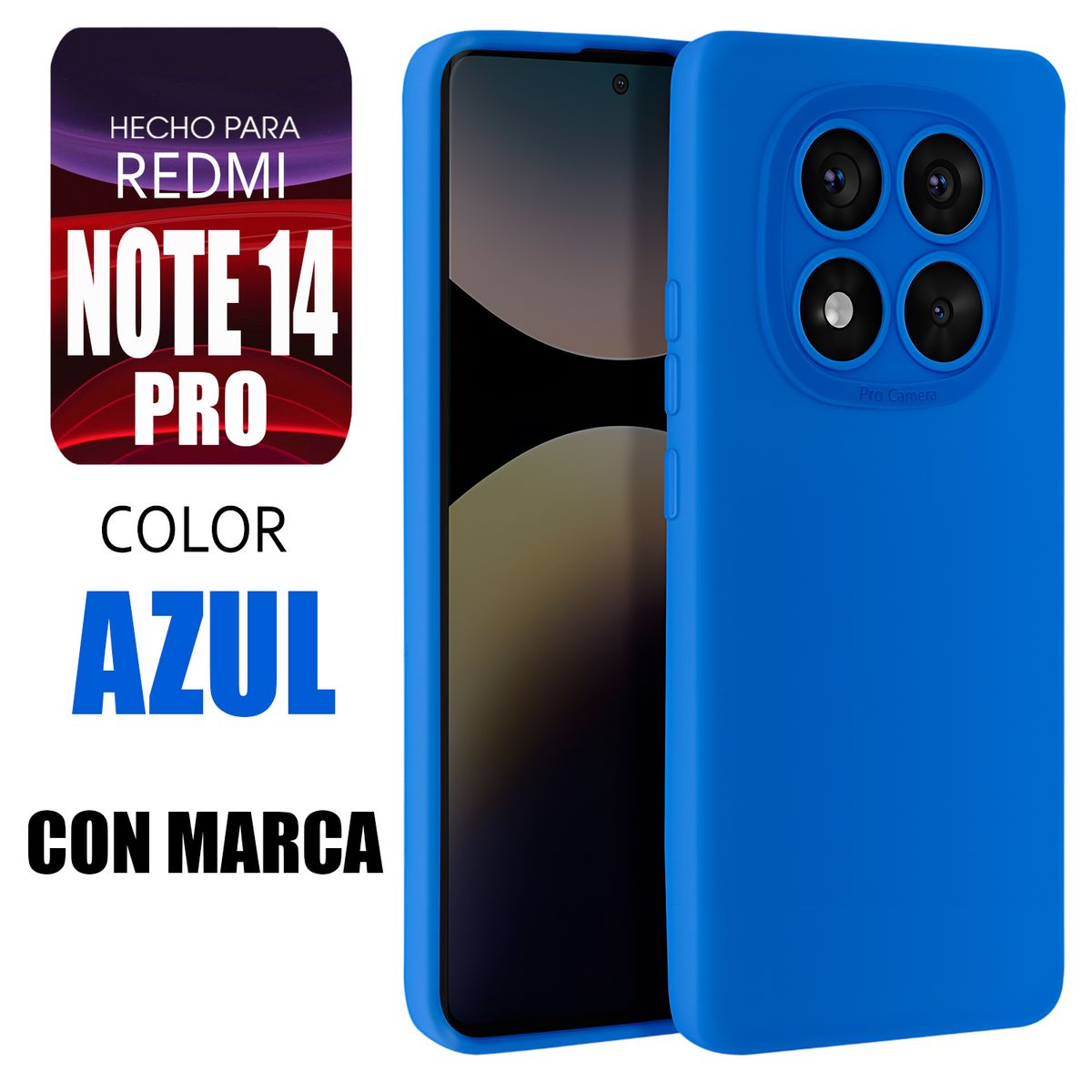 XIAOMI - Silicone Case Para Redmi Note 14 Pro Azul Con Marca