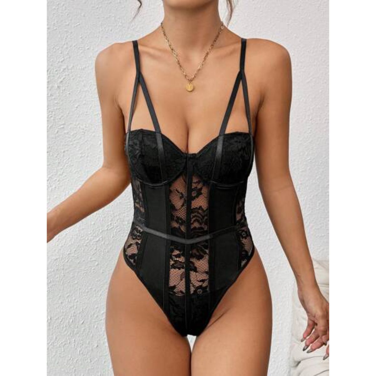 GENERICO - LENCERÍA BODY ENCAJE GABRIELA - NEGRO