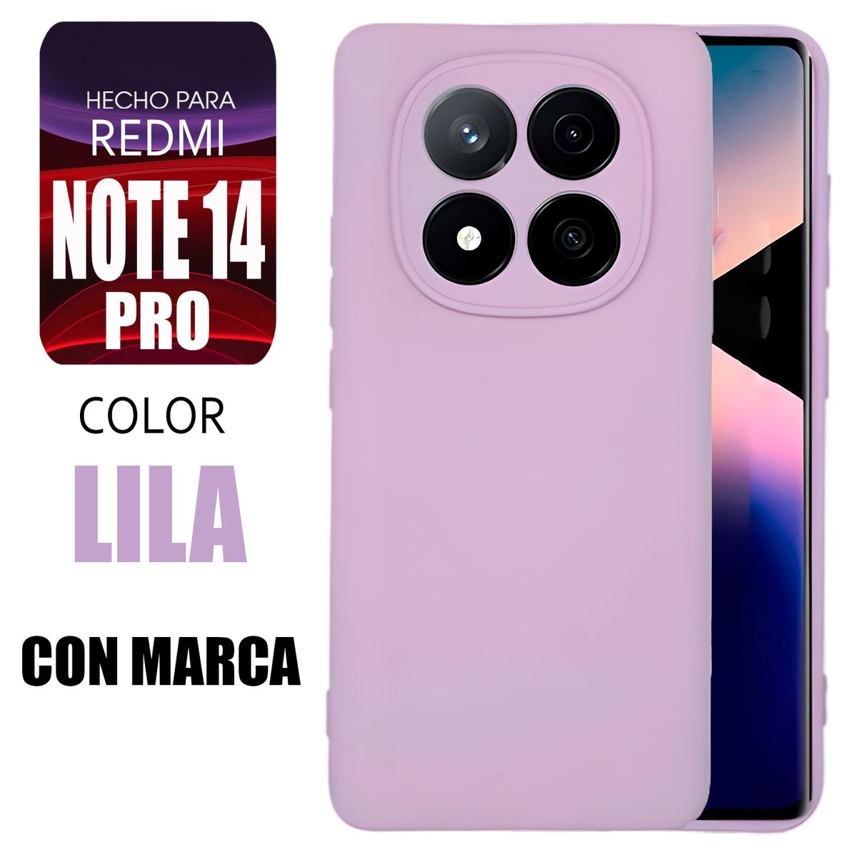 XIAOMI - Silicone Case Para Redmi Note 14 Pro Lila Con Marca