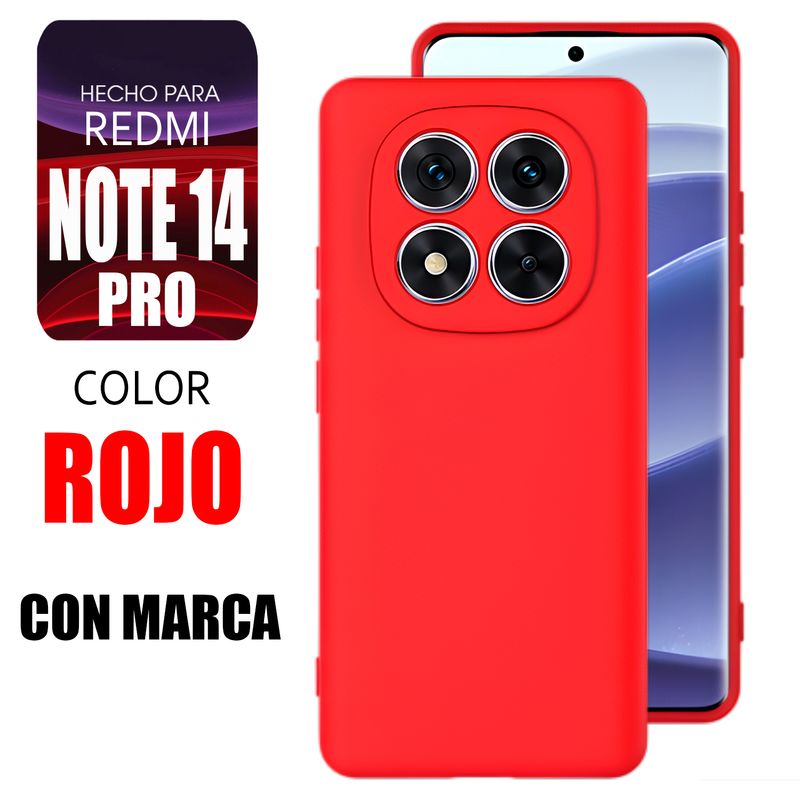 XIAOMI - Silicone Case Para Redmi Note 14 Pro Rojo Con Marca