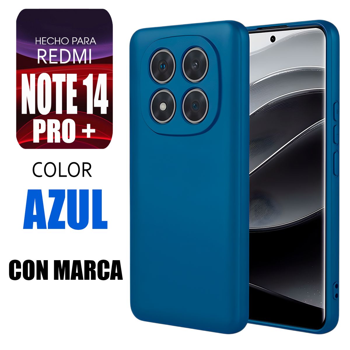 XIAOMI - Silicone Case Para Redmi Note 14 Pro Plus Azul Con Marca