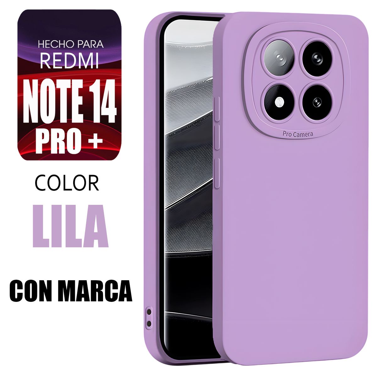 XIAOMI - Silicone Case Para Redmi Note 14 Pro Plus Lila Con Marca