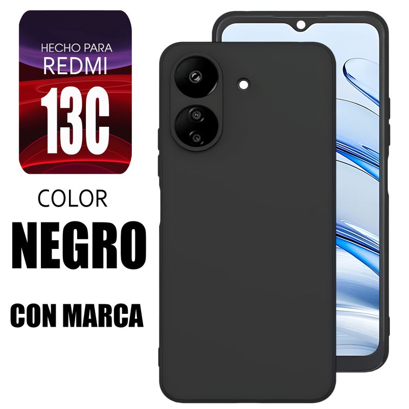XIAOMI - Silicone Case Para Redmi 13C Negro Con Marca
