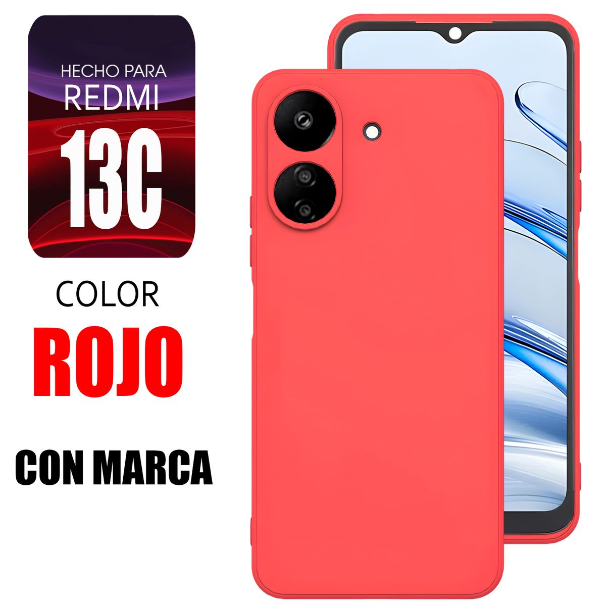 XIAOMI - Silicone Case Para Redmi 13C Rojo Con Marca