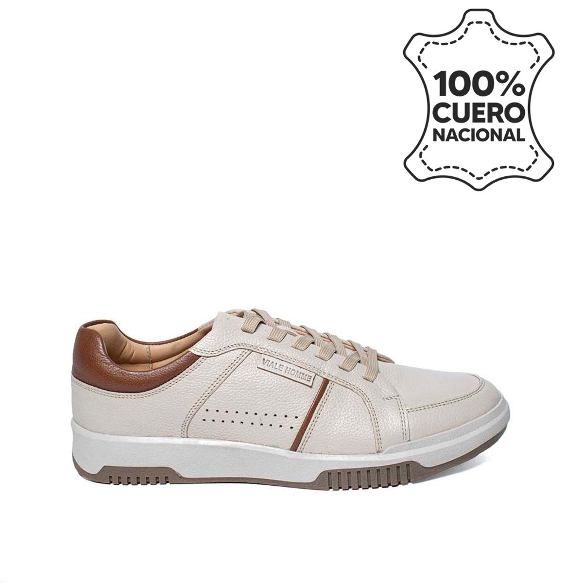 VIALE - Zapatilla  Casual JOSE-2523 Hueso Viale Homme Cuero