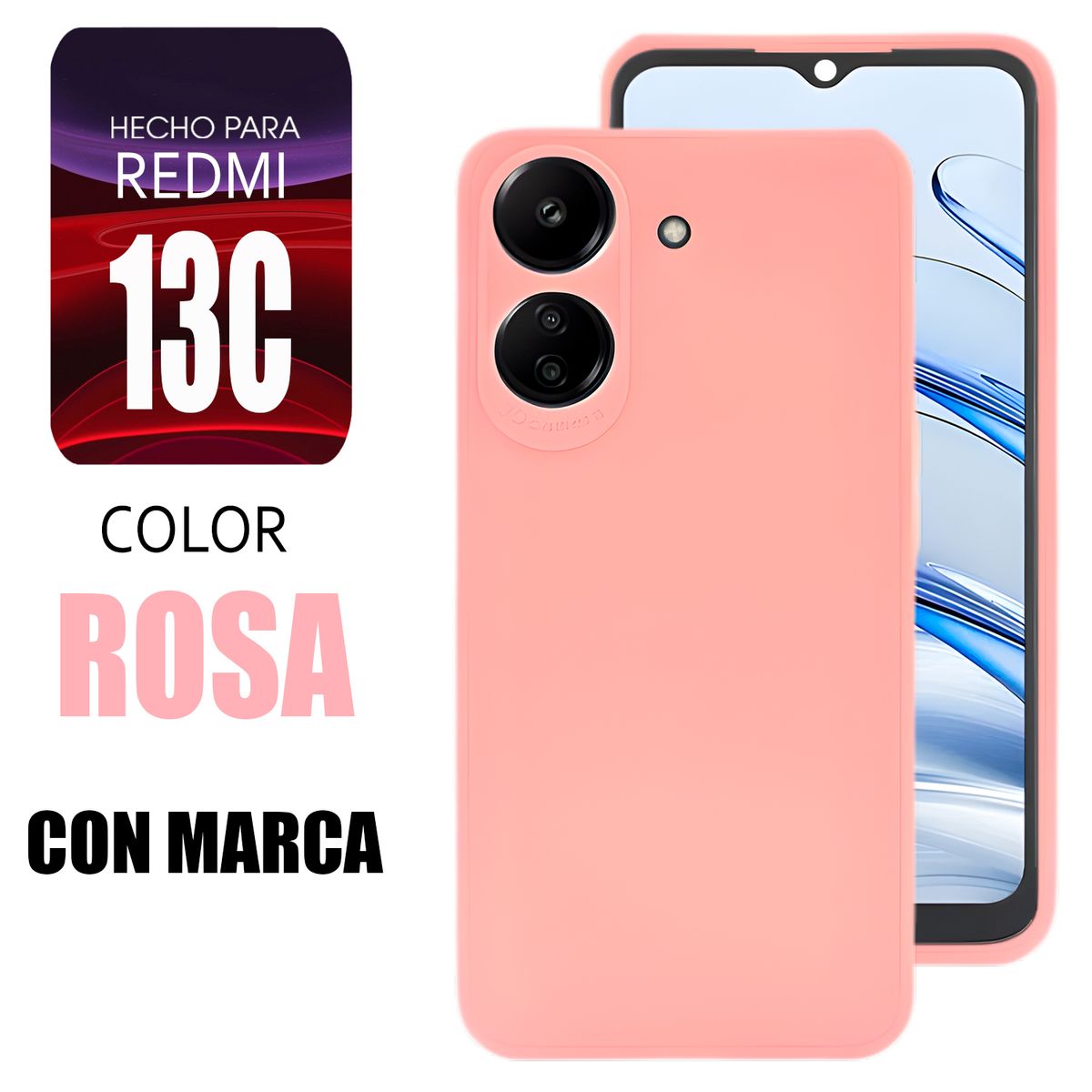 XIAOMI - Silicone Case Para Redmi 13C Rosa Con Marca