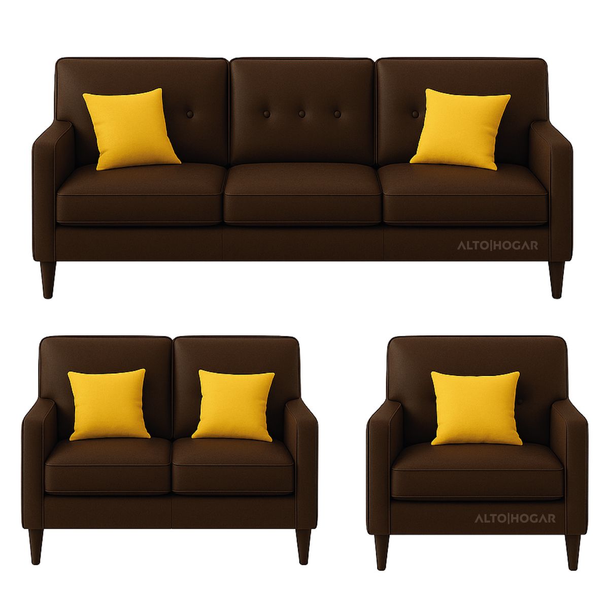 ALTO HOGAR - Juego de Sala 3 2 1 Colette Marrón Tapiz Antifluido