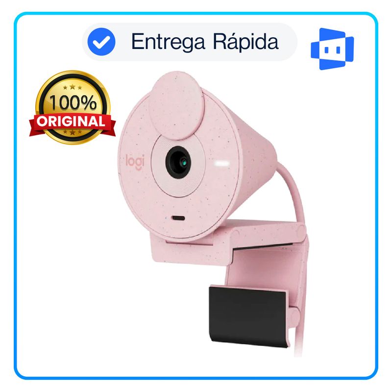 LOGITECH - Cámara web Logitech Brio 300 FHD 1080p USB-C Rose