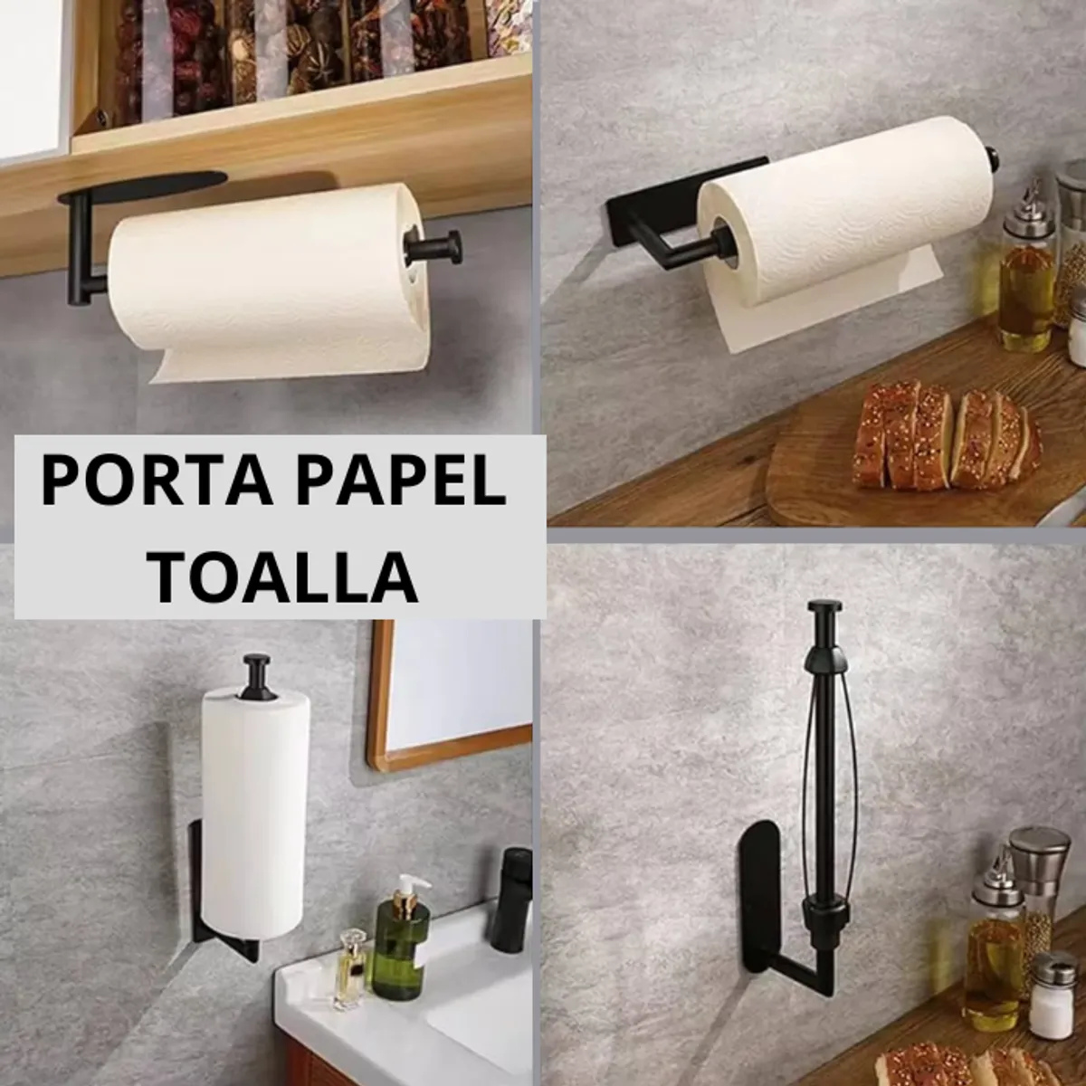 XM - PORTA PAPEL TOALLA  DE COCINA NEGRO ADB6221-01