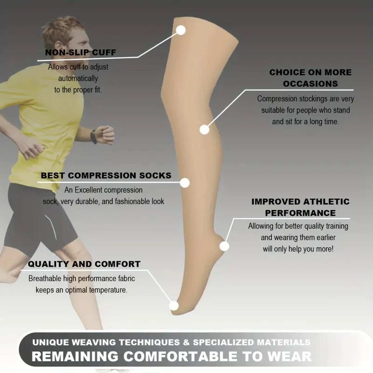 GENERICO - Medias Para Varices Largas Compresión 15-20 mmHg