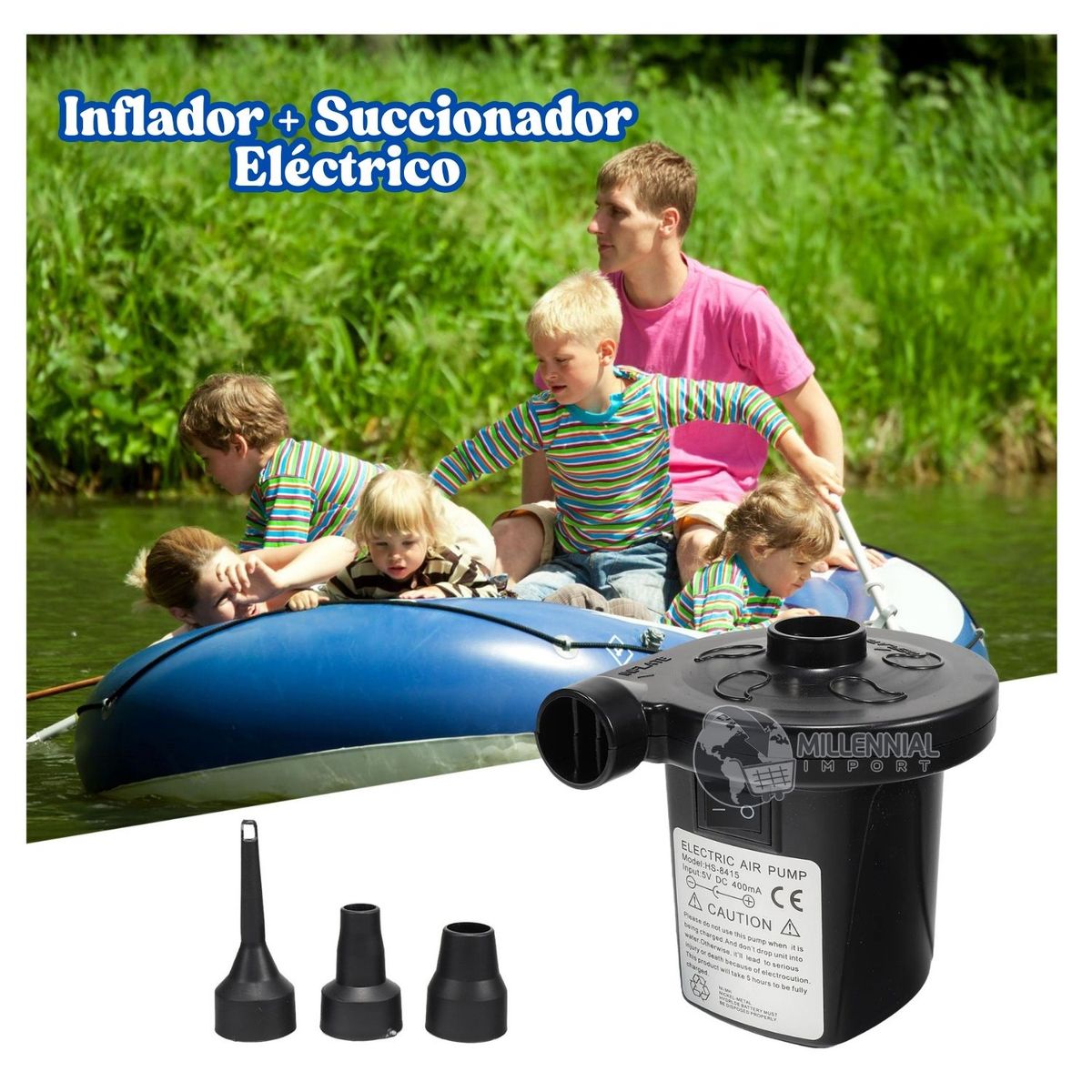 GENERICO - Mini Succionador al Vacío + Inflador Portátil Eléctrica - 2 en 1 Incluye 3 boquillas