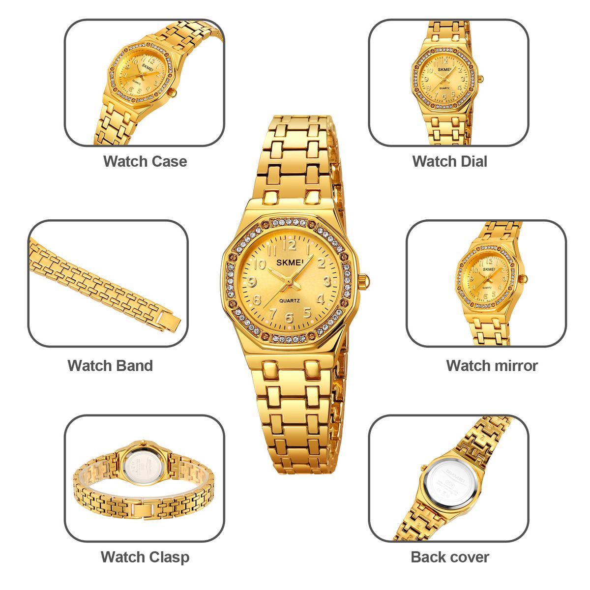 SKMEI - RELOJ SKMEI 2508  DORADO CORREA ACERO PARA MUJER