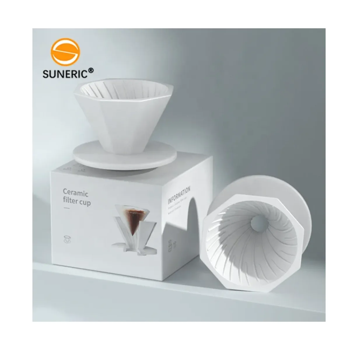 GENERICO - Dripper  de Cerámica V60 1-4 Tazas blanco