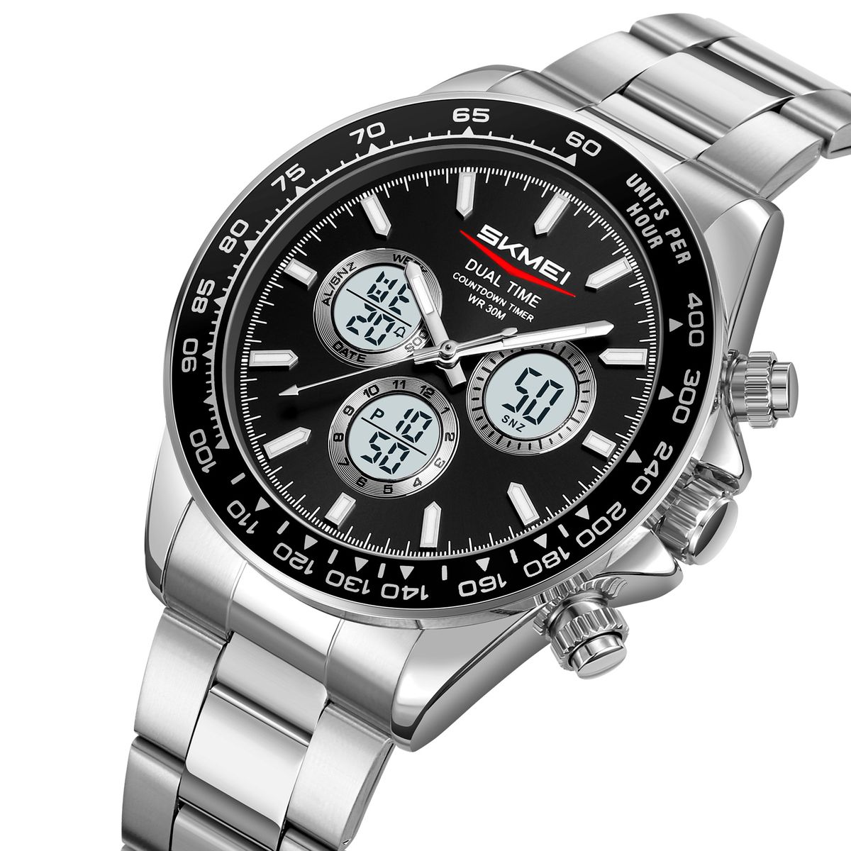 SKMEI - Reloj Skmei 2505 Plateado Correa Acero Digital Analogo