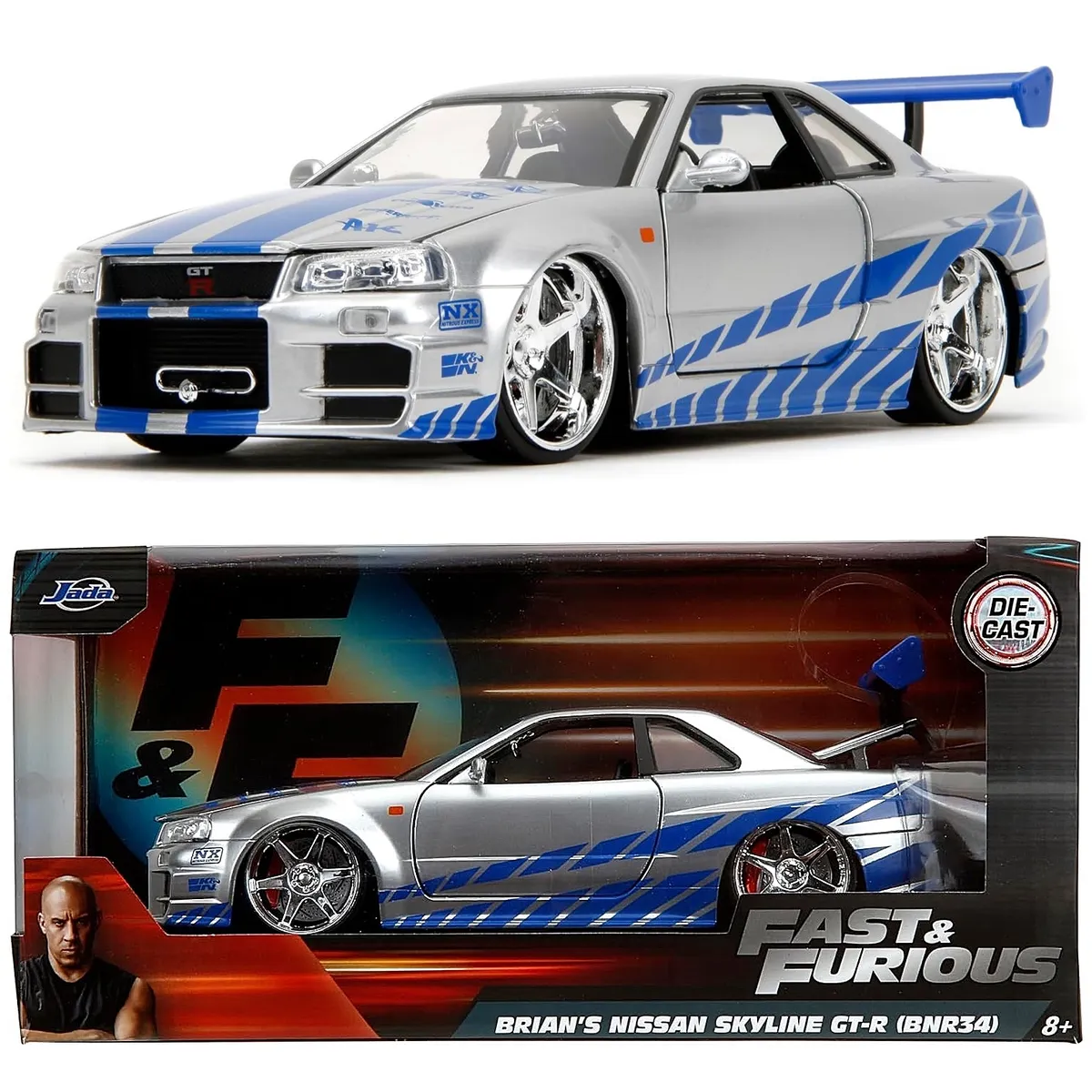 JADA TOYS - Auto Escala de Metal 1-24 Nissan Skyline R34 Rapidos y Furiosos
