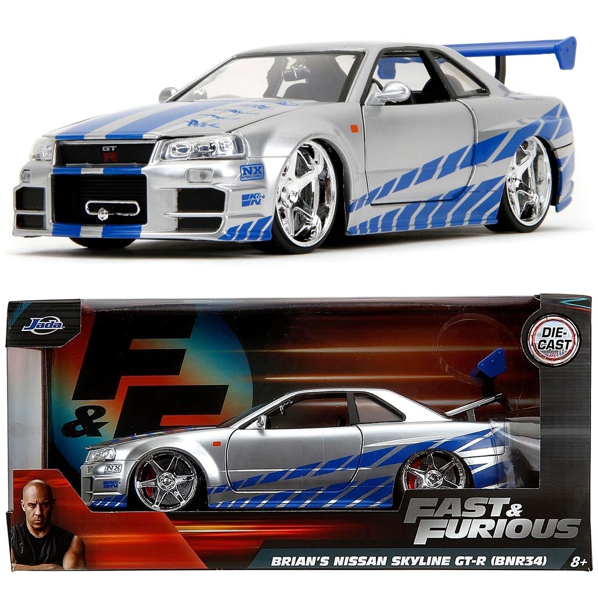 JADA TOYS - Auto Escala de Metal 1-24 Nissan Skyline R34 Rapidos y Furiosos