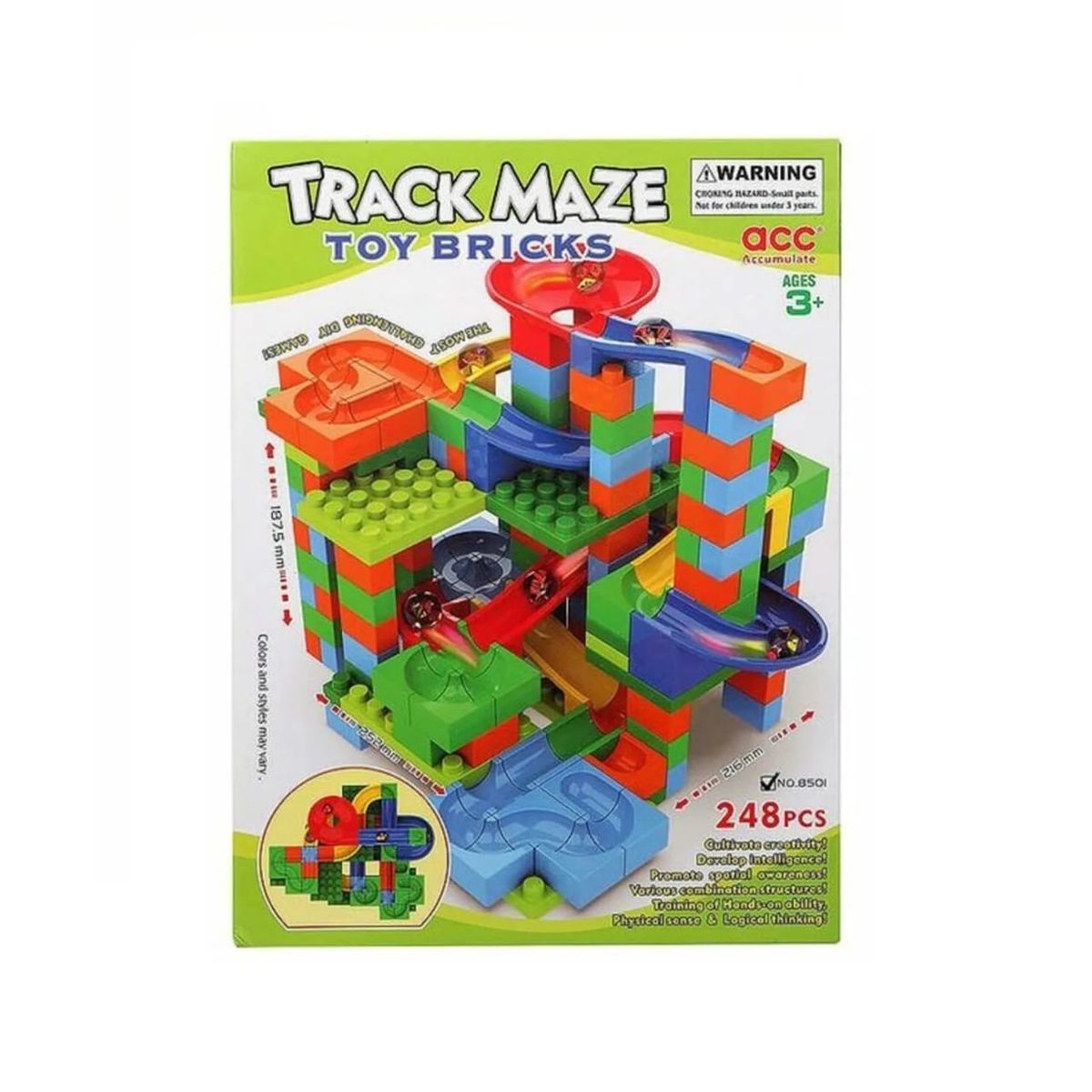 GENERICO - PISTA DE CANICAS JUEGO DE CONSTRUCCION TRACK MAZE 248 PIEZAS