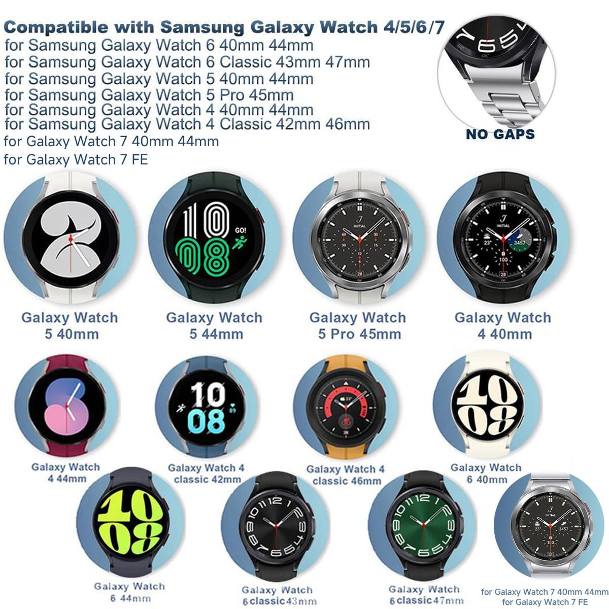 GENERICO - Correa Cuero Samsung Watch 4-5-6-7 Huawei 20mm Plata-MARRON