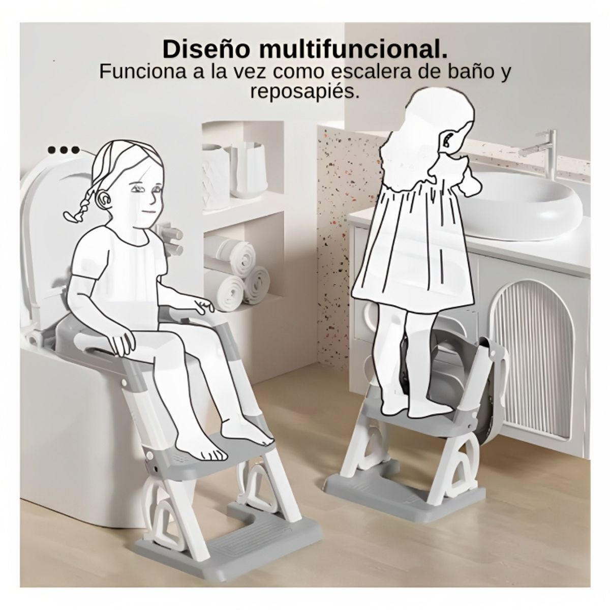 GENERICO - Escalera de Entrenamiento para Baño Niños Ajustable Coronita
