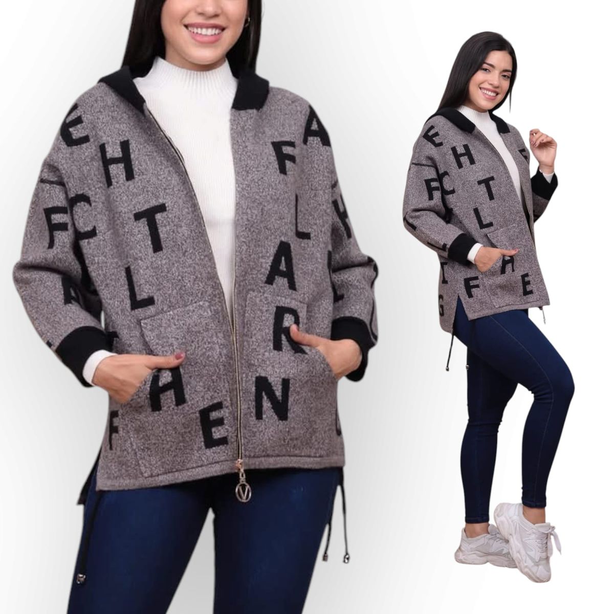 GENERICO - Abrigo Mujer Letra Variade Import Jul-65 Color Beige