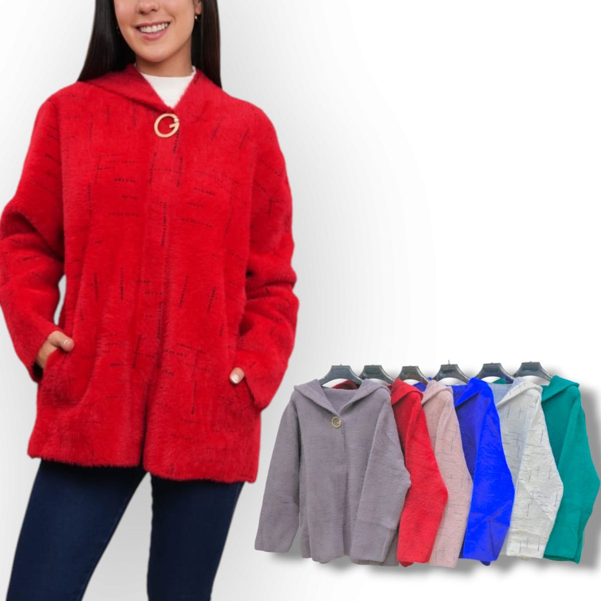 GENERICO - Abrigo Mujer Linda Laberinto Import Jul-65 Color Rojo