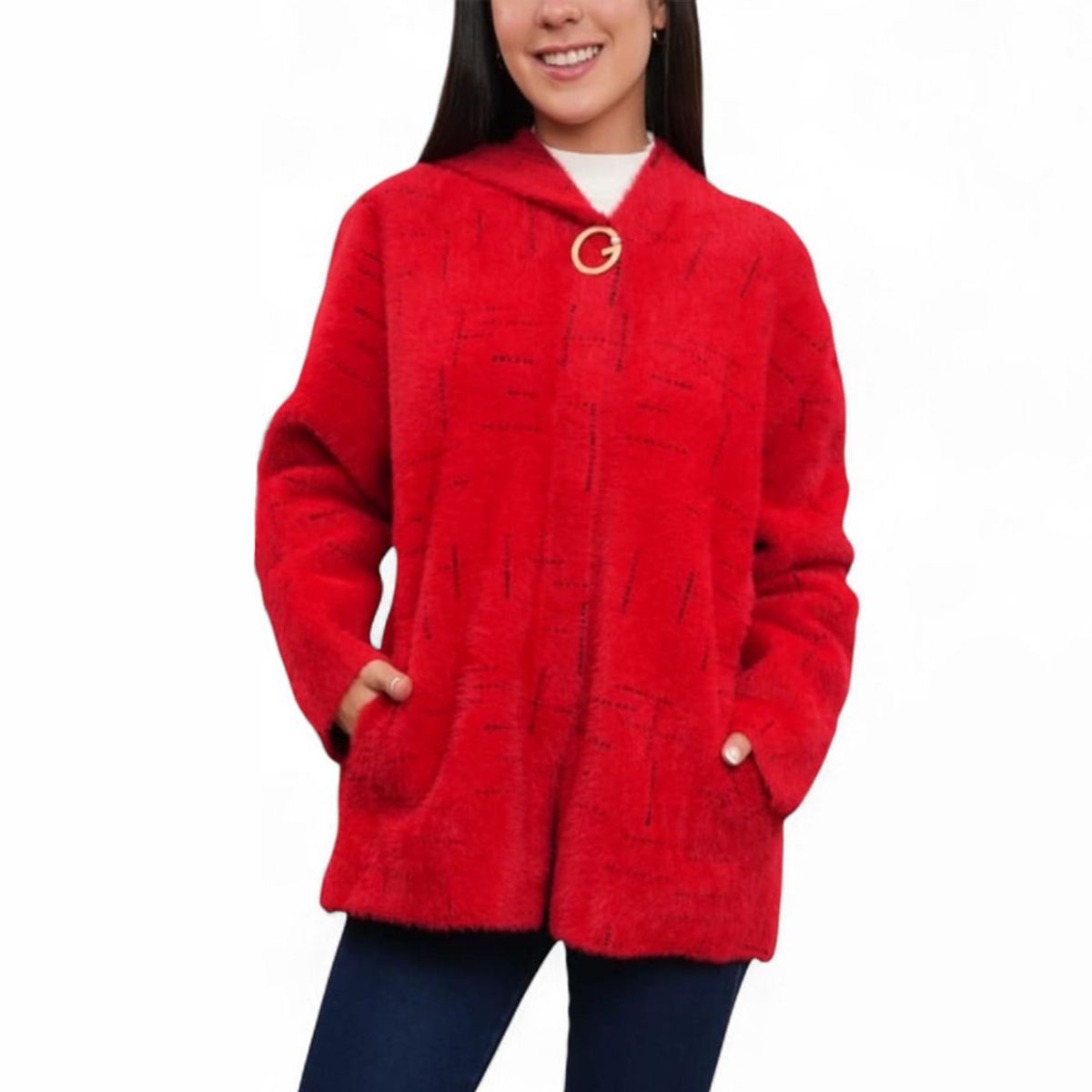 GENERICO - Abrigo Mujer Linda Laberinto Import Jul-65 Color Rojo