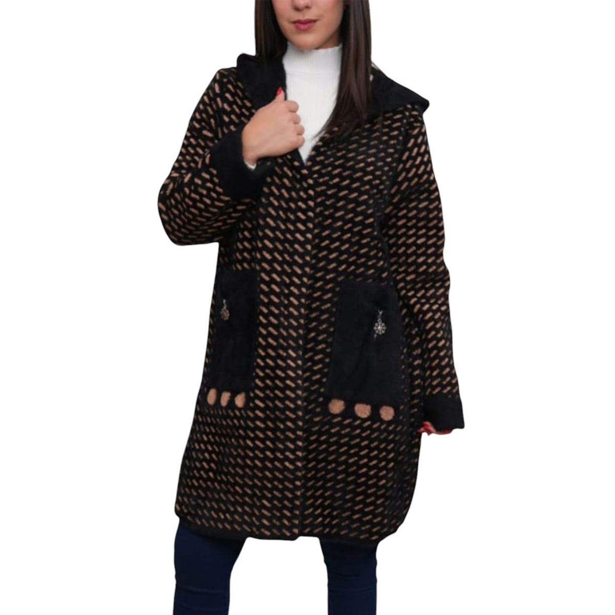 GENERICO - Abrigo Mujer Rayado Import Jul-88 Color Naranja