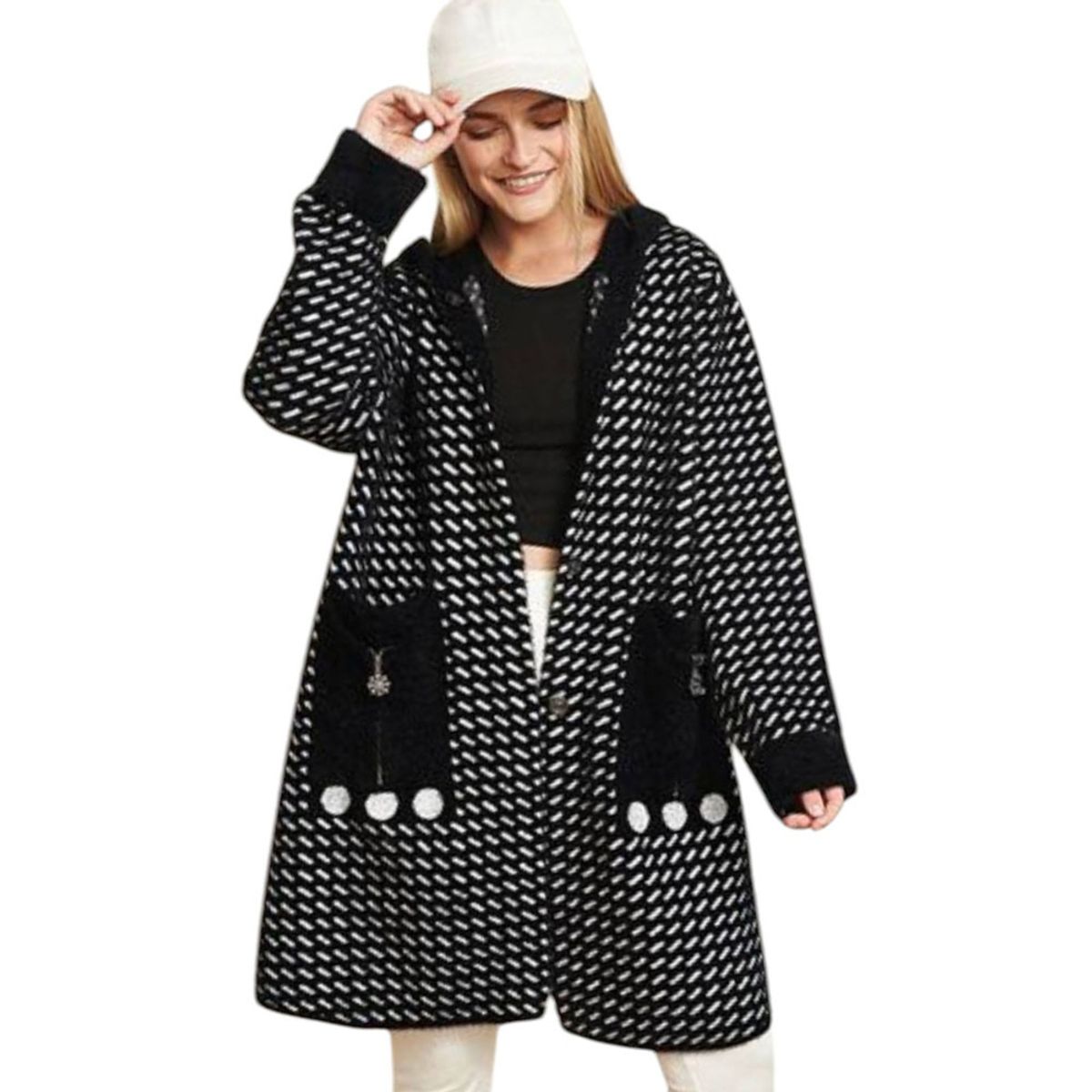 GENERICO - Abrigo Mujer Rayado Import Jul-88 Color Negro