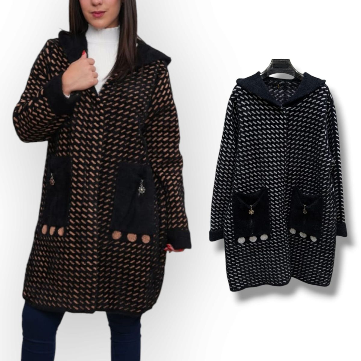 GENERICO - Abrigo Mujer Rayado Import Jul-88 Color Negro