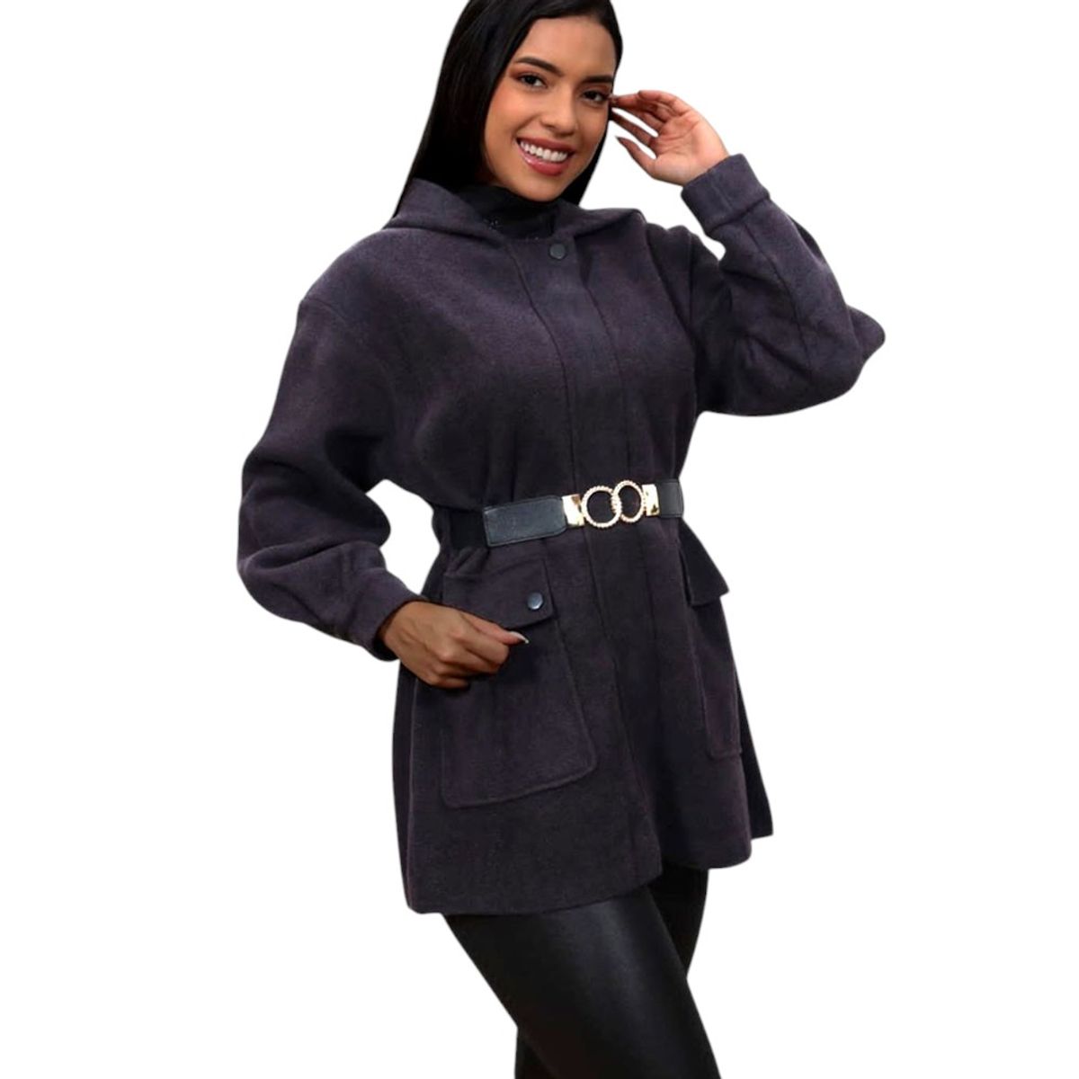 GENERICO - Abrigo Mujer Cintura Import Jul-88 Color Plomo