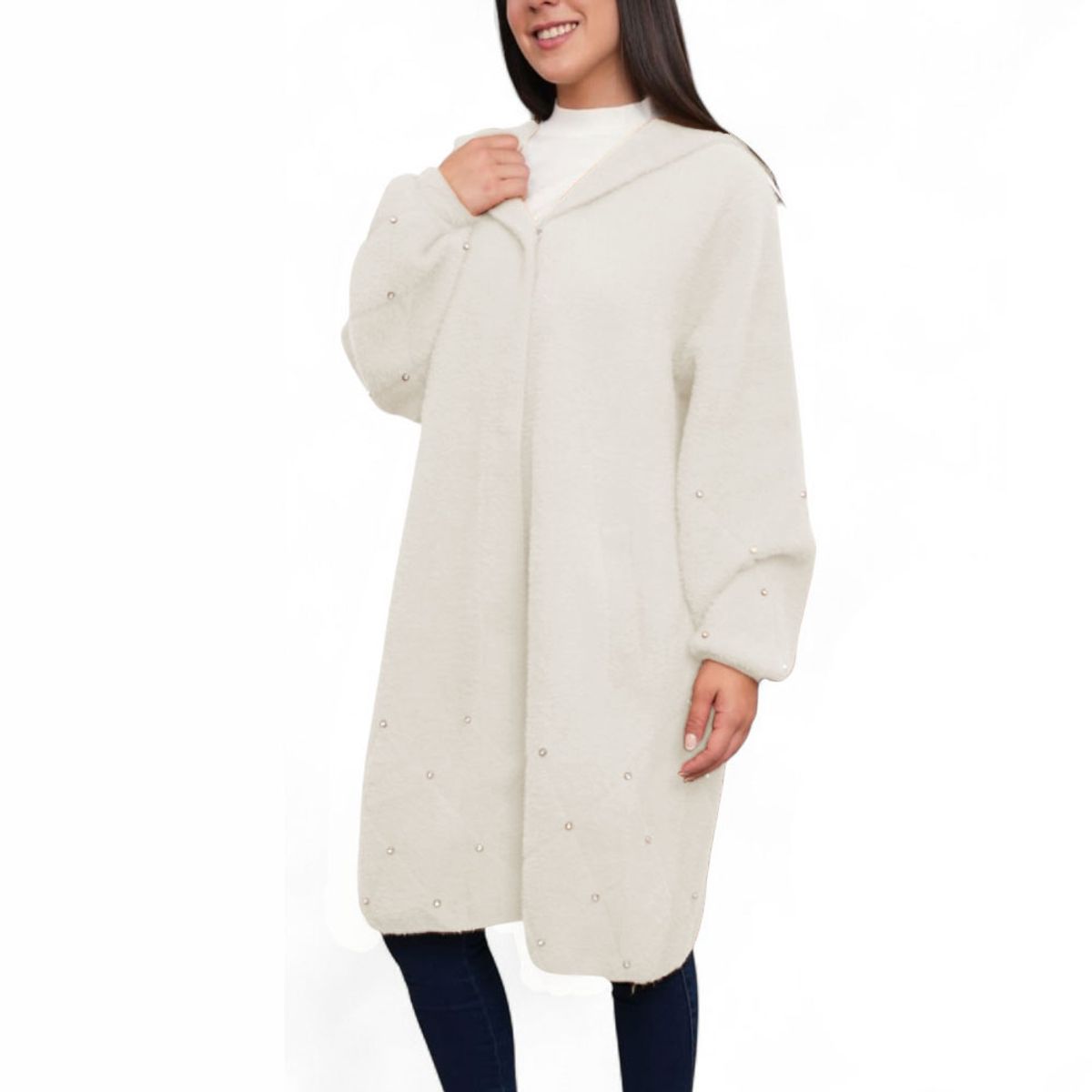 GENERICO - Abrigo Mujer Estrellita Import Jul-88 Color Perla