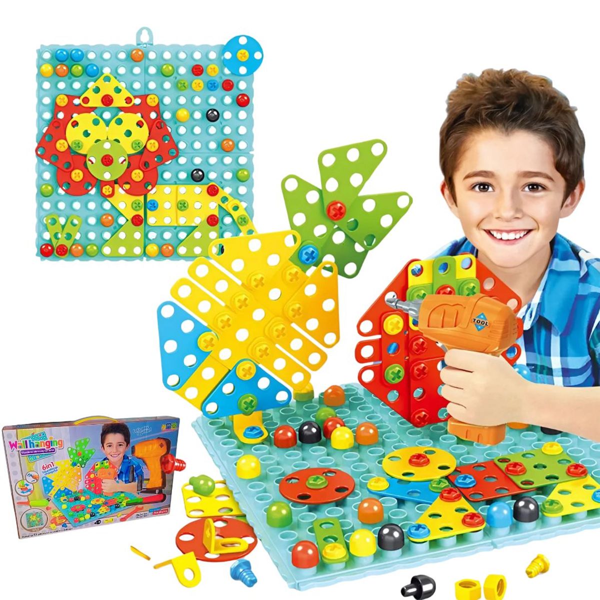 GENERICO - Set Didáctico Mosaico con Taladro 262 Pzs para Niño