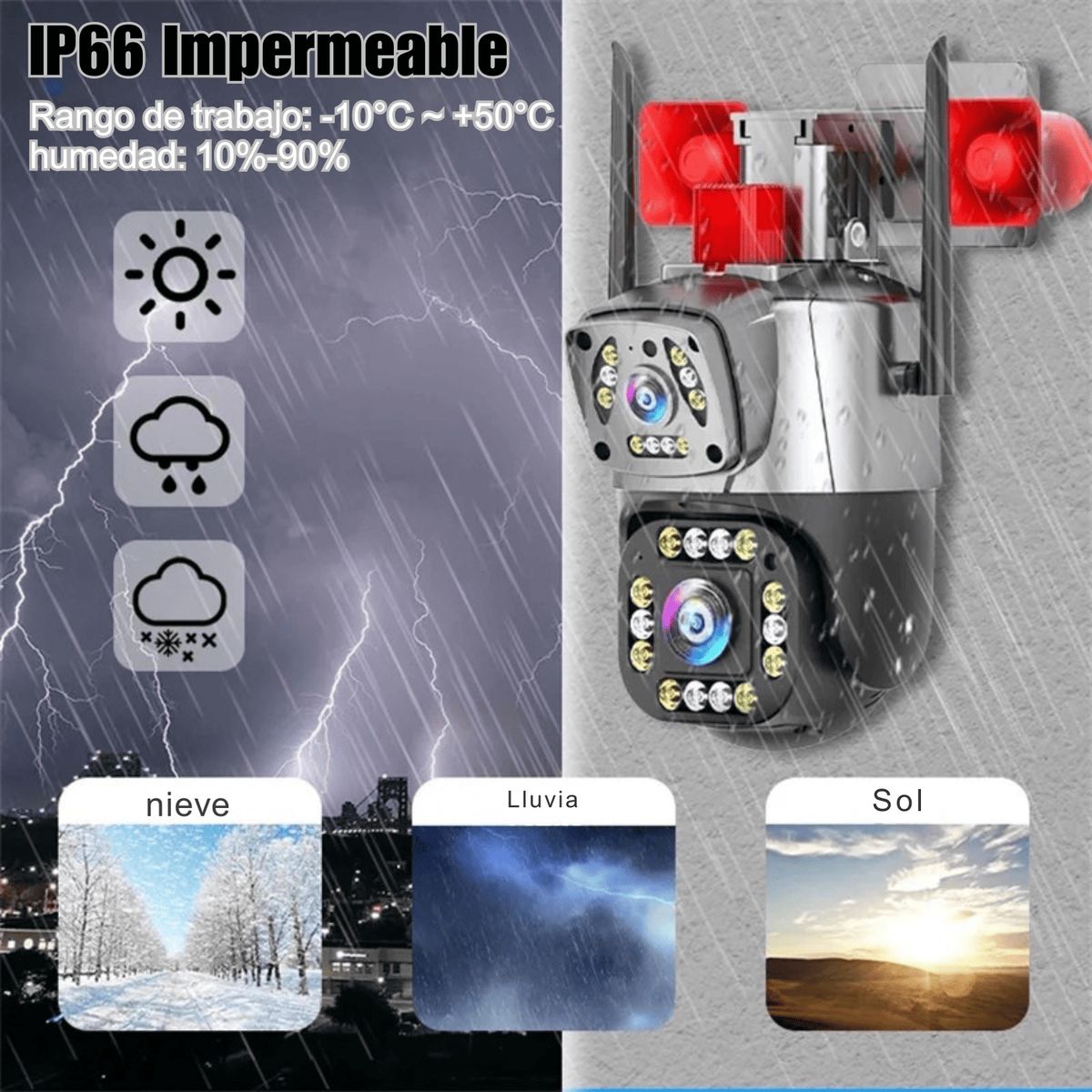 OEM - Cámara de seguridad Doble Lente Wifi con Alarma 4K