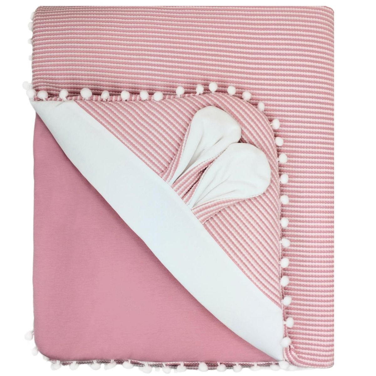 BABY MERINOS - Colcha bebé acolchada - Orejitas - Palo Rosa