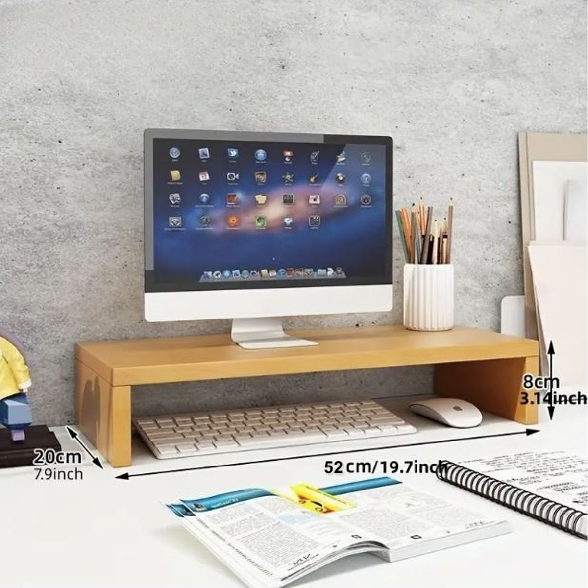 GENERICO - Soporte Elevador de Monitor Ergonómico para Escritorio Natural 52 CM
