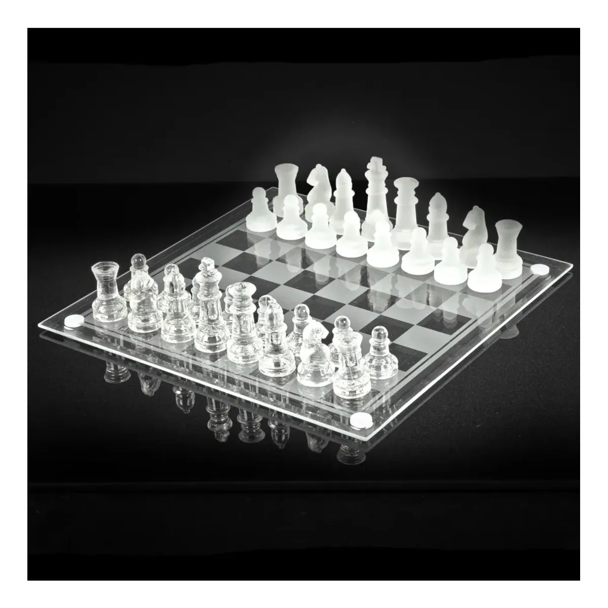 PUREPOWER - Ajedrez Cristal Mediano De Vidrio Juego De Mesa Profesional