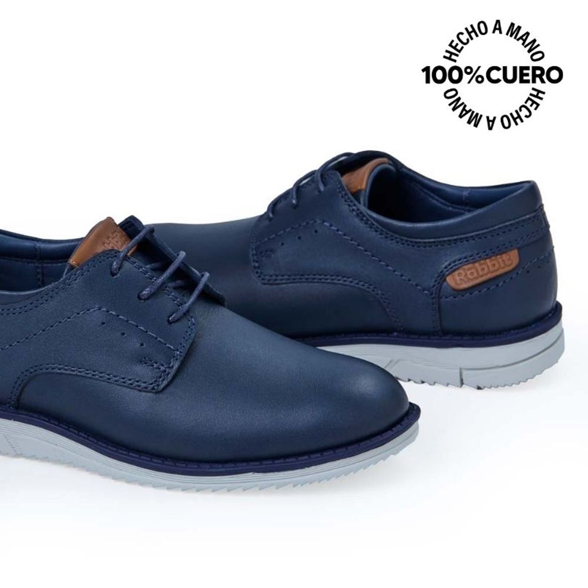 RABBIT - Zapato Derby Casual ANGEL-2537 Azul Rabbit Cuero
