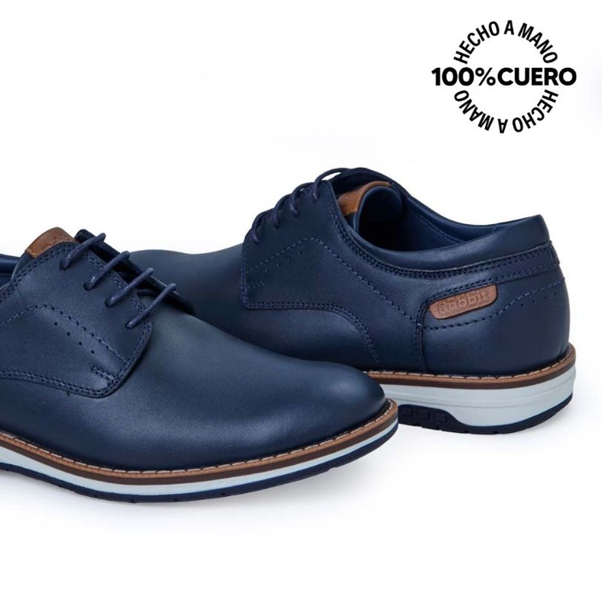 RABBIT - Zapato Derby Casual ANGEL-2538 Azul Rabbit Cuero
