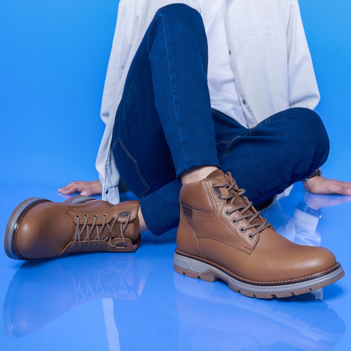 VIALE - Botín Derby Casual ANGELO-2541 Olivo Viale Homme Cuero