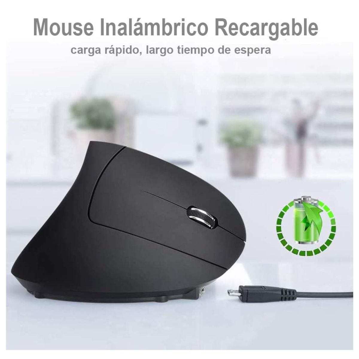 SEISA - Mouse Vertical Ergonomico Inalambrico Recargable Laptop Y Pc