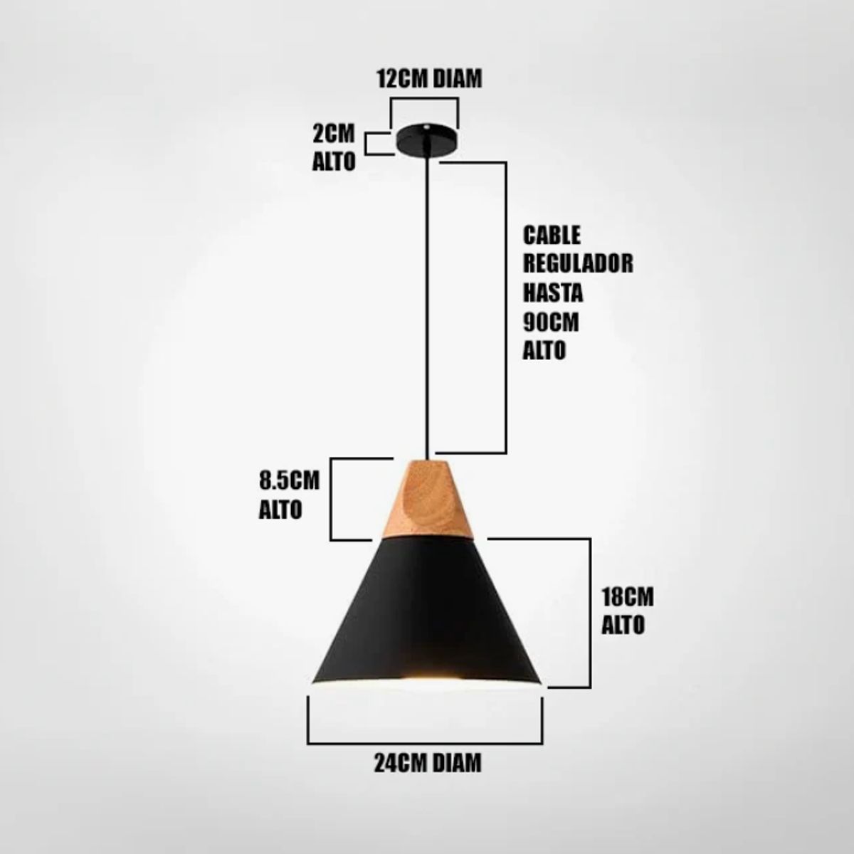 GENERICO - Lámpara Colgante Campana Black Led