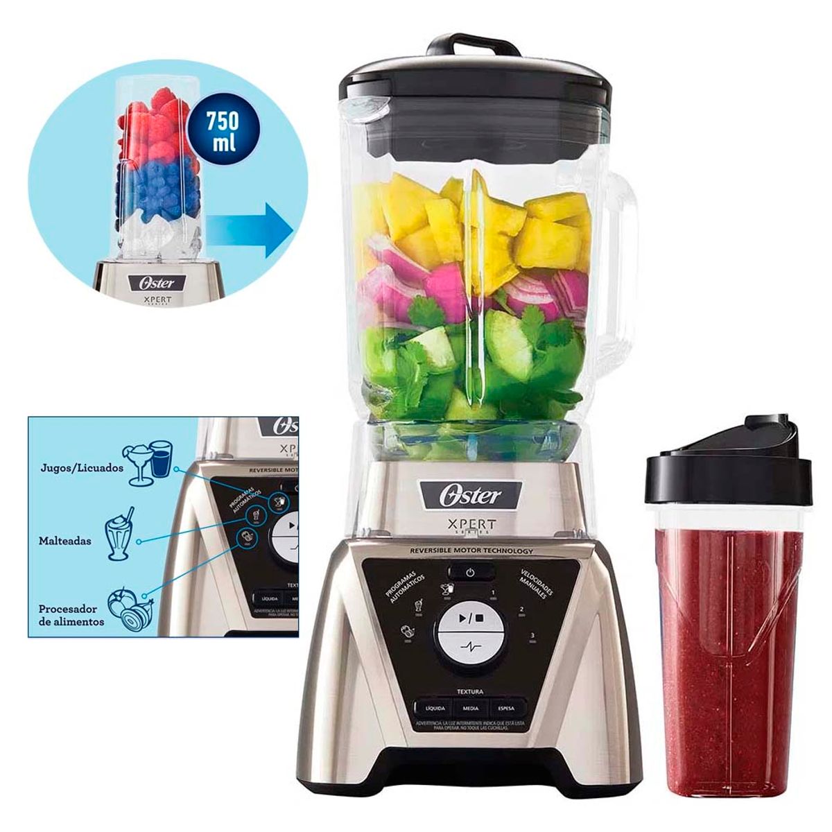 OSTER - Licuadora Oster control de textura BLST3B-CPG Vaso Blend N Go