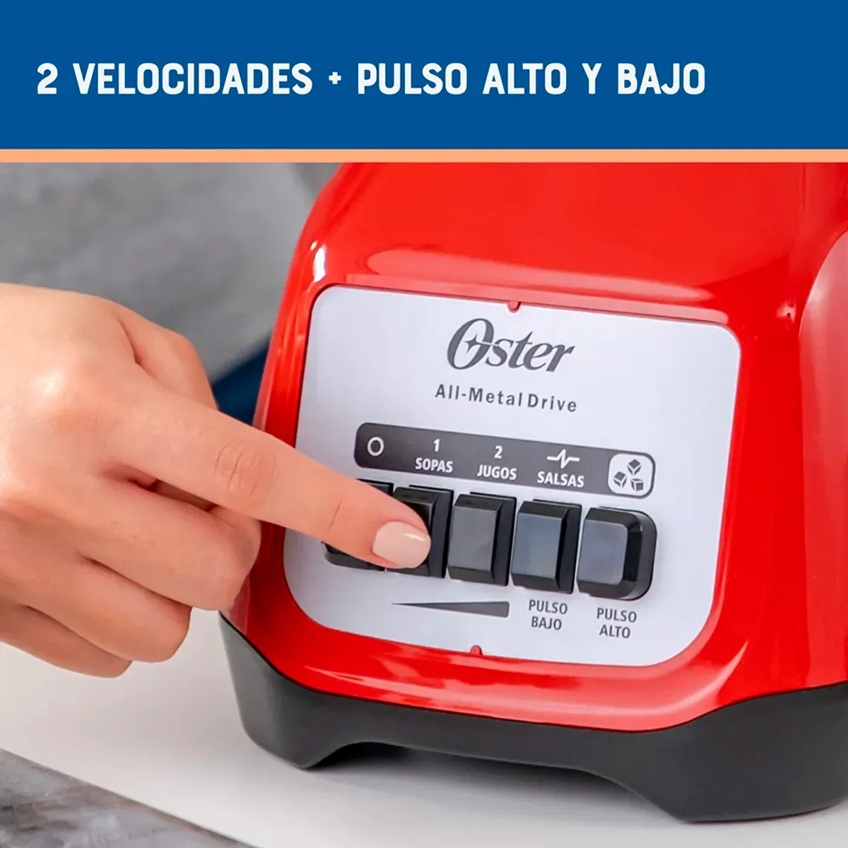 OSTER - Licuadora Oster 2 velocidades más pulso y vaso de vidrio BLSTKAGRPB