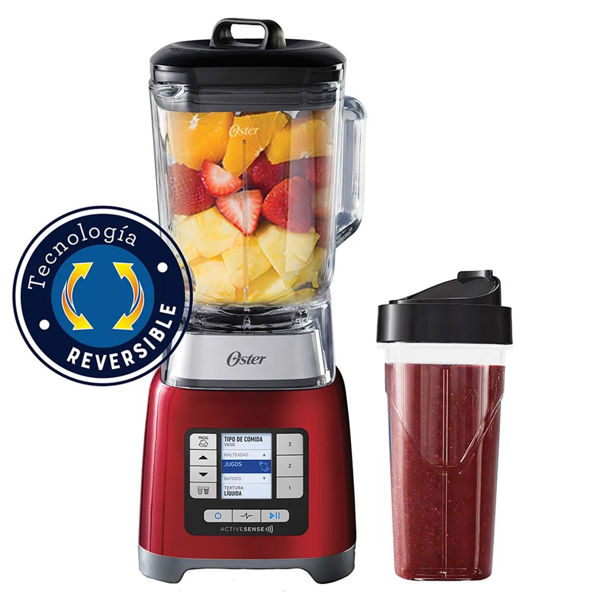 OSTER - Licuadora Oster ActiveSense BLSTTDGRBG Roja con Vaso Blend N Go