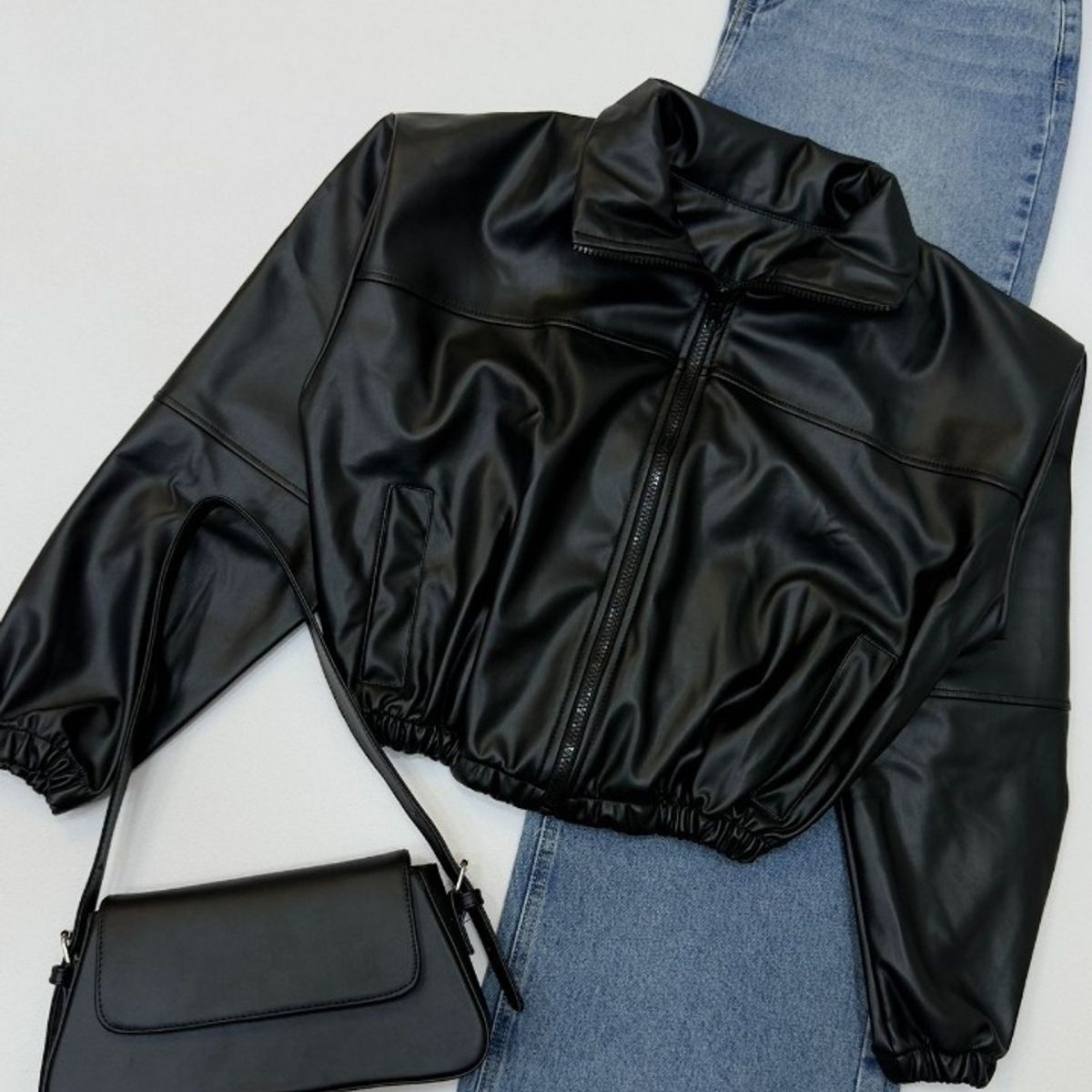 GENERICO - CASACA CASUAL BOMBER CUERINA PARA DAMA MODA