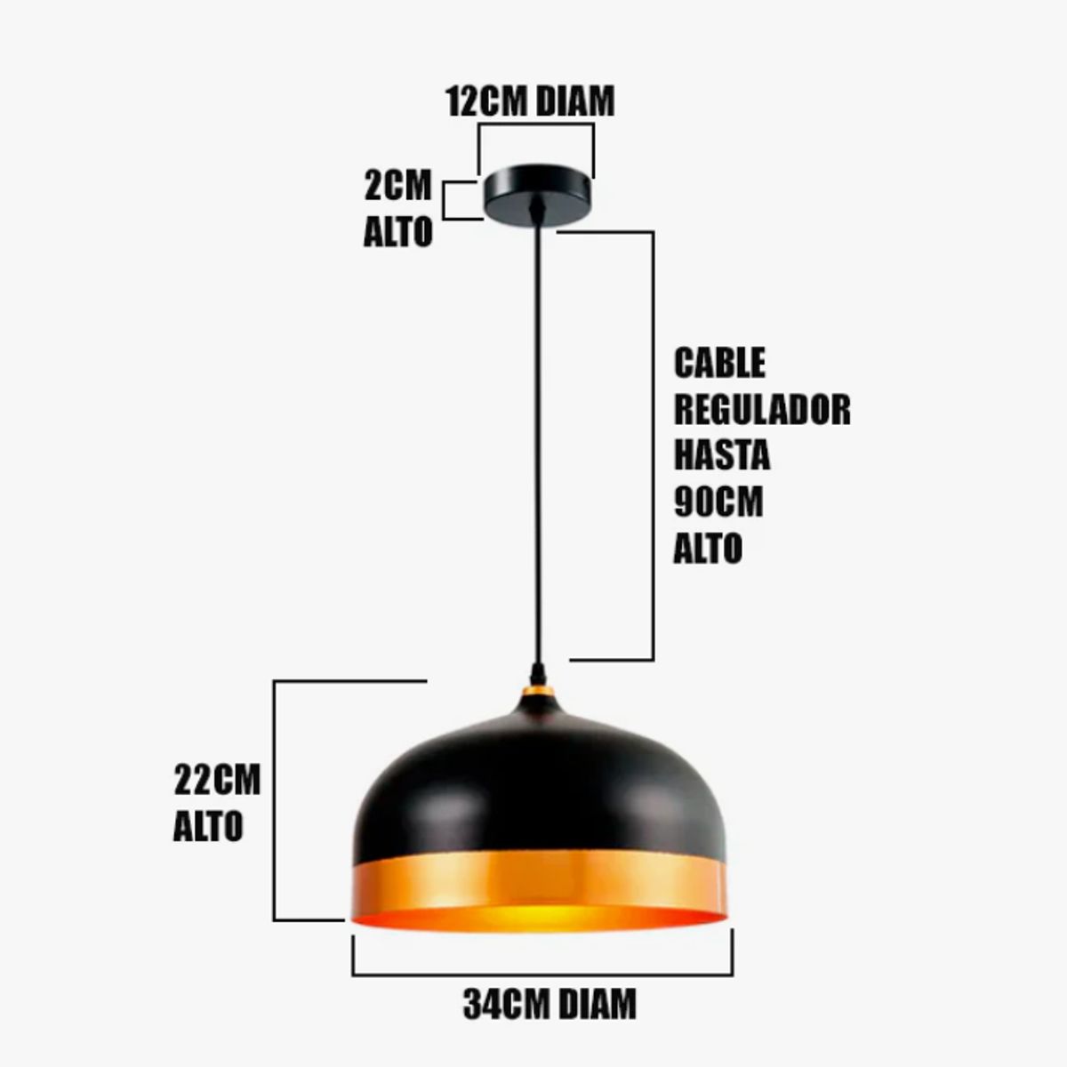 GENERICO - Lámpara Colgante Campana Black Led