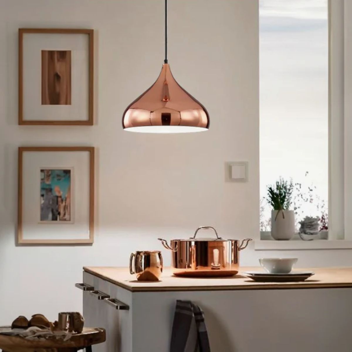 GENERICO - Lámpara Colgante Campana Gold Rose Led