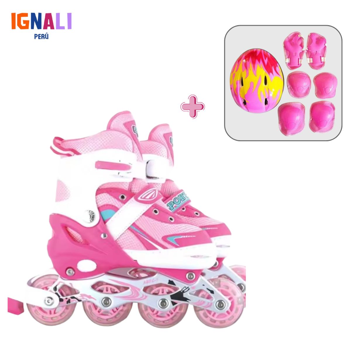 GENERICO - Patin Abec 7 rosado 31-34 Talla M