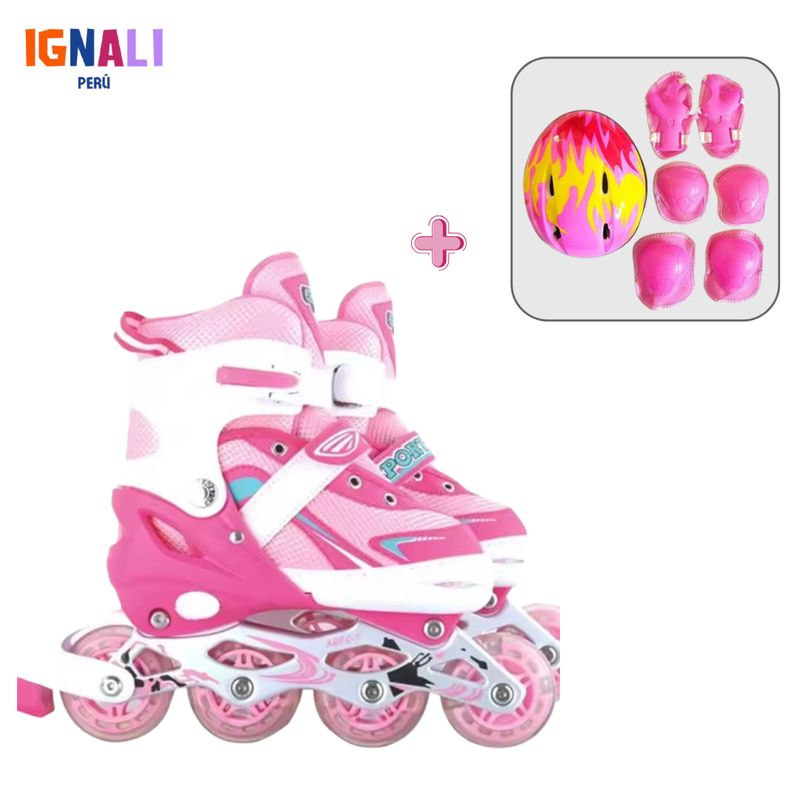 GENERICO - Patin Abec 7 rosado 31-34 Talla M